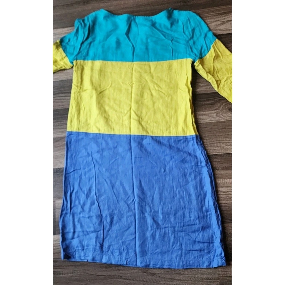 ANTHROPOLOGIE MAEVE 100% RAYON DRESS WOMENS SIZE 2 COLORBLOCK 3/4 SLEEVE - Picture 4 of 10